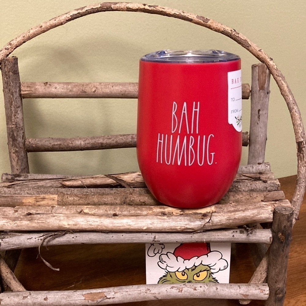 NEW RAE DUNN BAH HUMBUG Red STAINLESS STEEL WINE TUMBLER